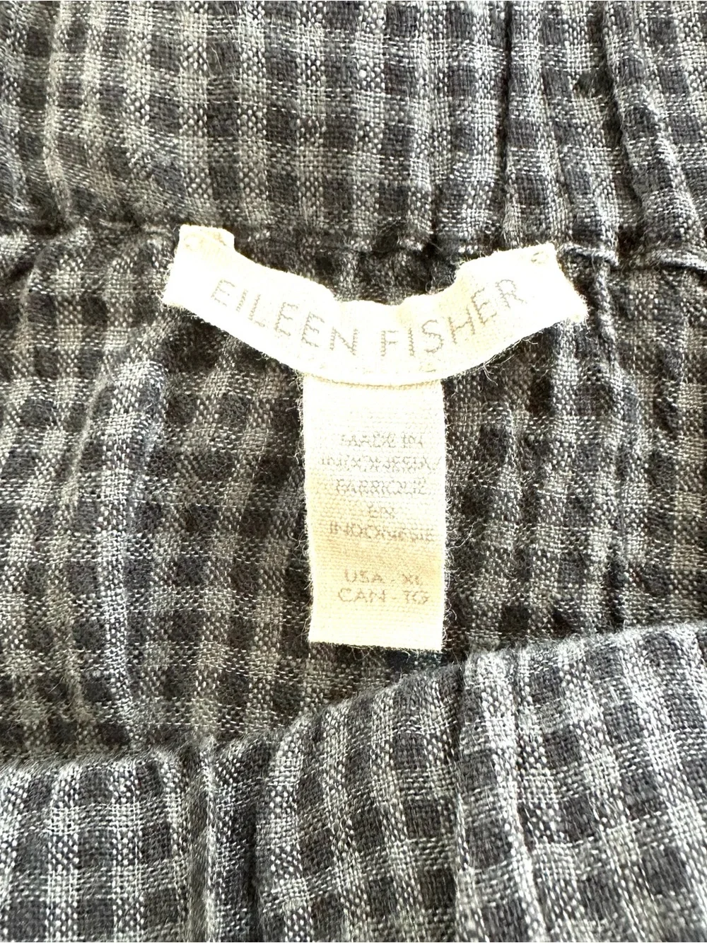 Eileen Fisher Gathered Organic Linen Maxi Skirt Black & Grey Check | XL | EUC - Picture 4 of 9